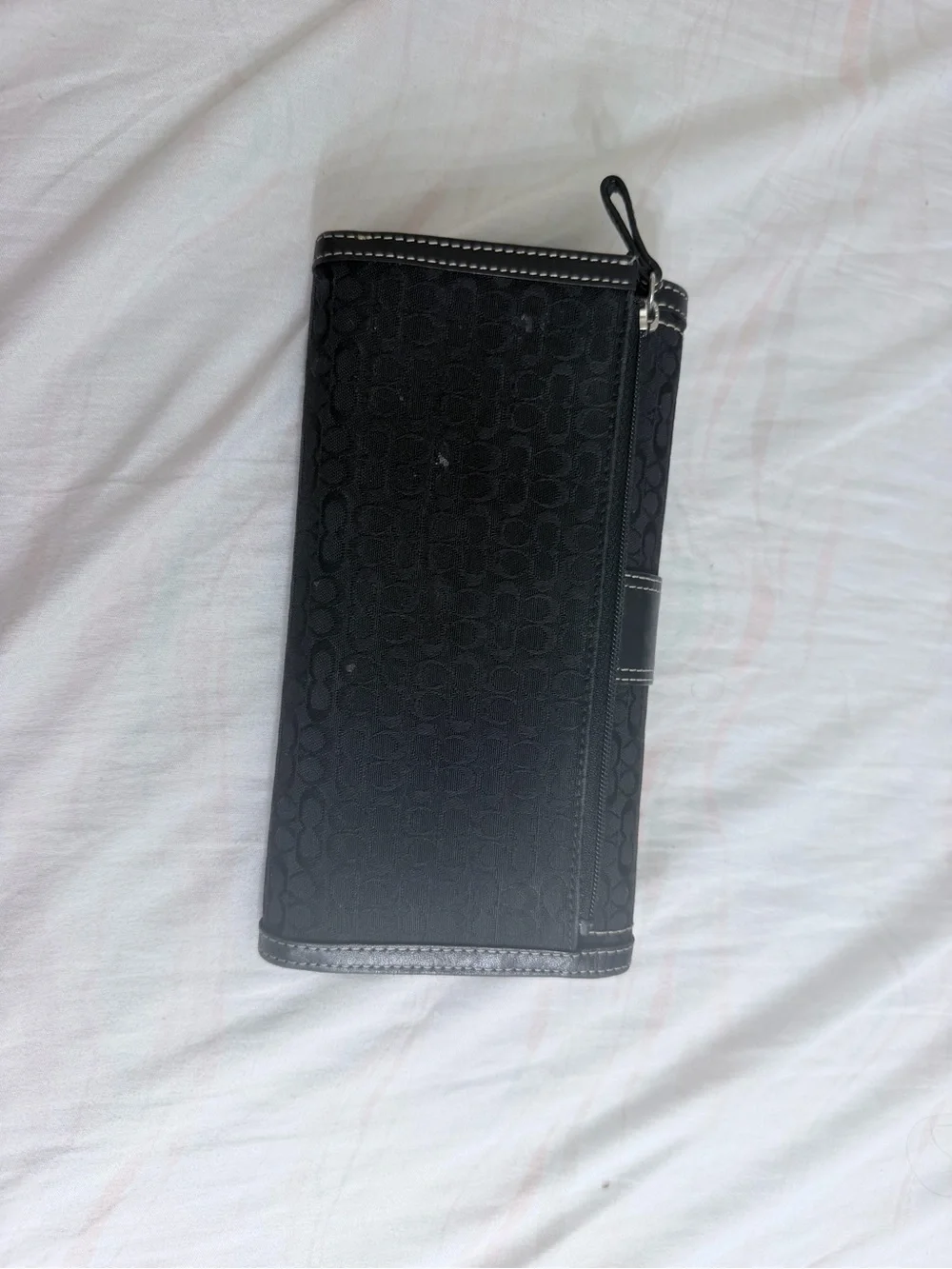 Coach Black Signature Leather Wallet with Silver-Tone G Buckle